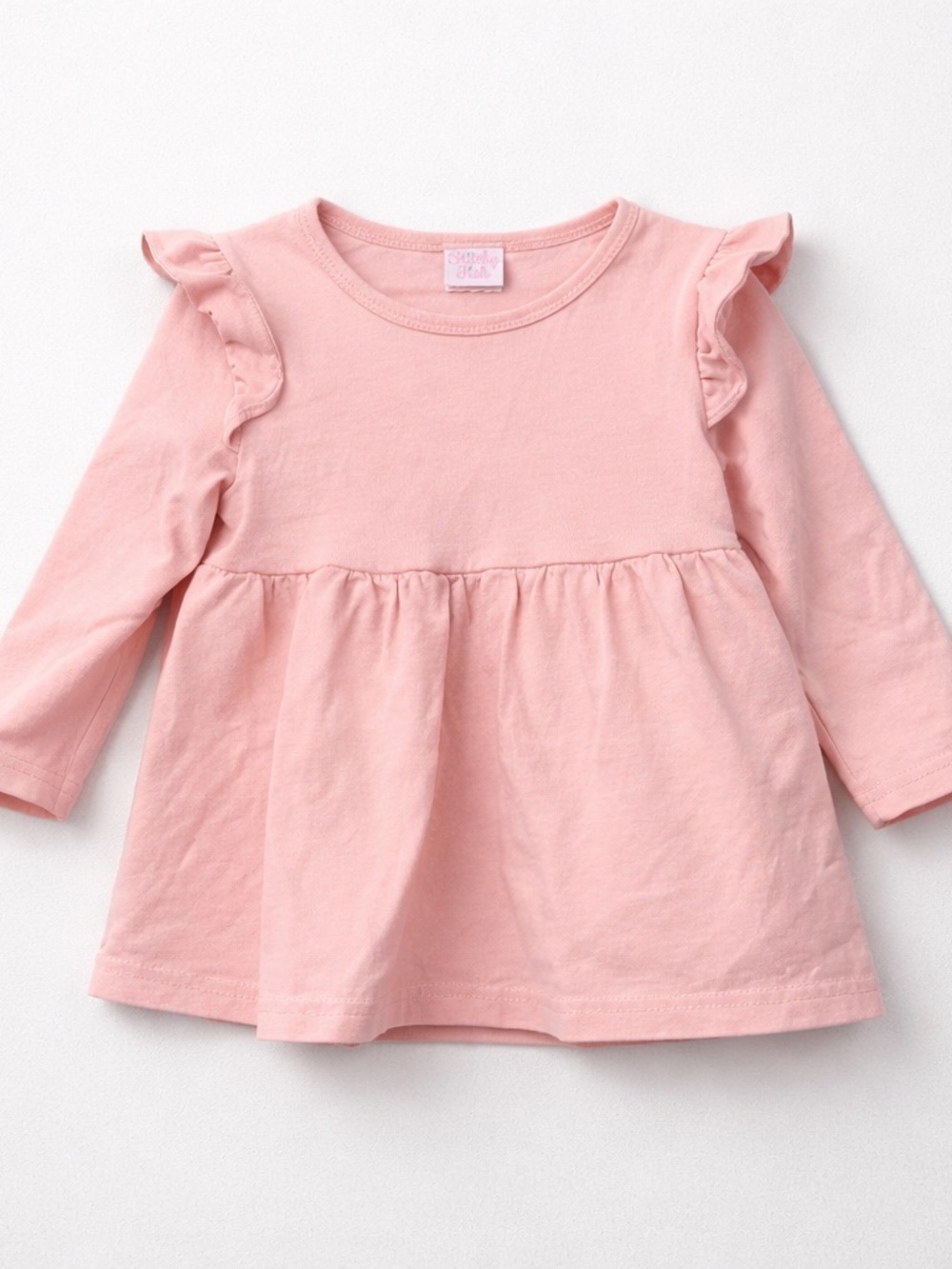Stitchy Fish pink ruffle knit long sleeve peasant top size 12 months